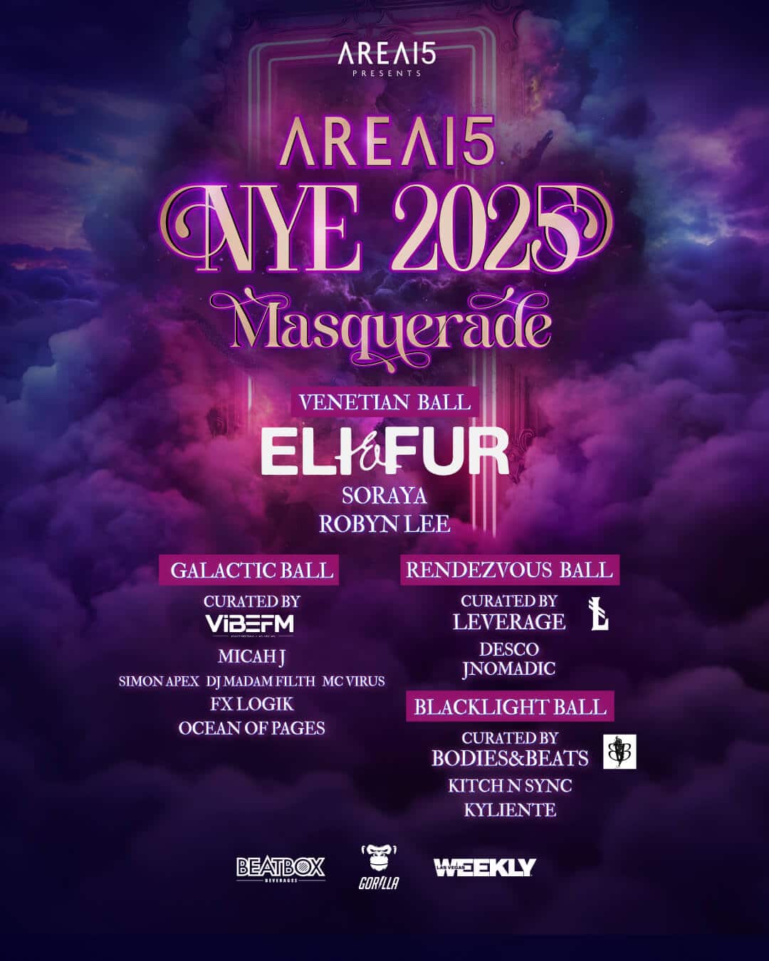 NYE 2025 Masquerade Lineup