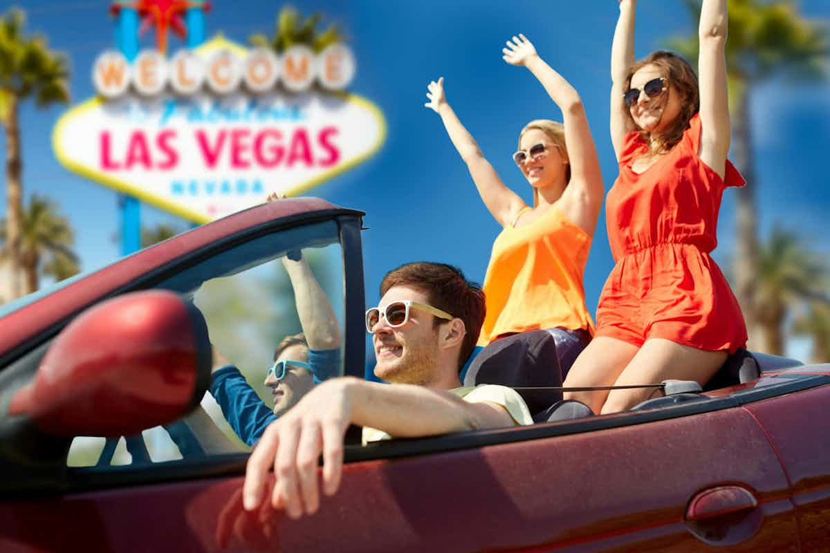 people celebrating the new year in las vegas